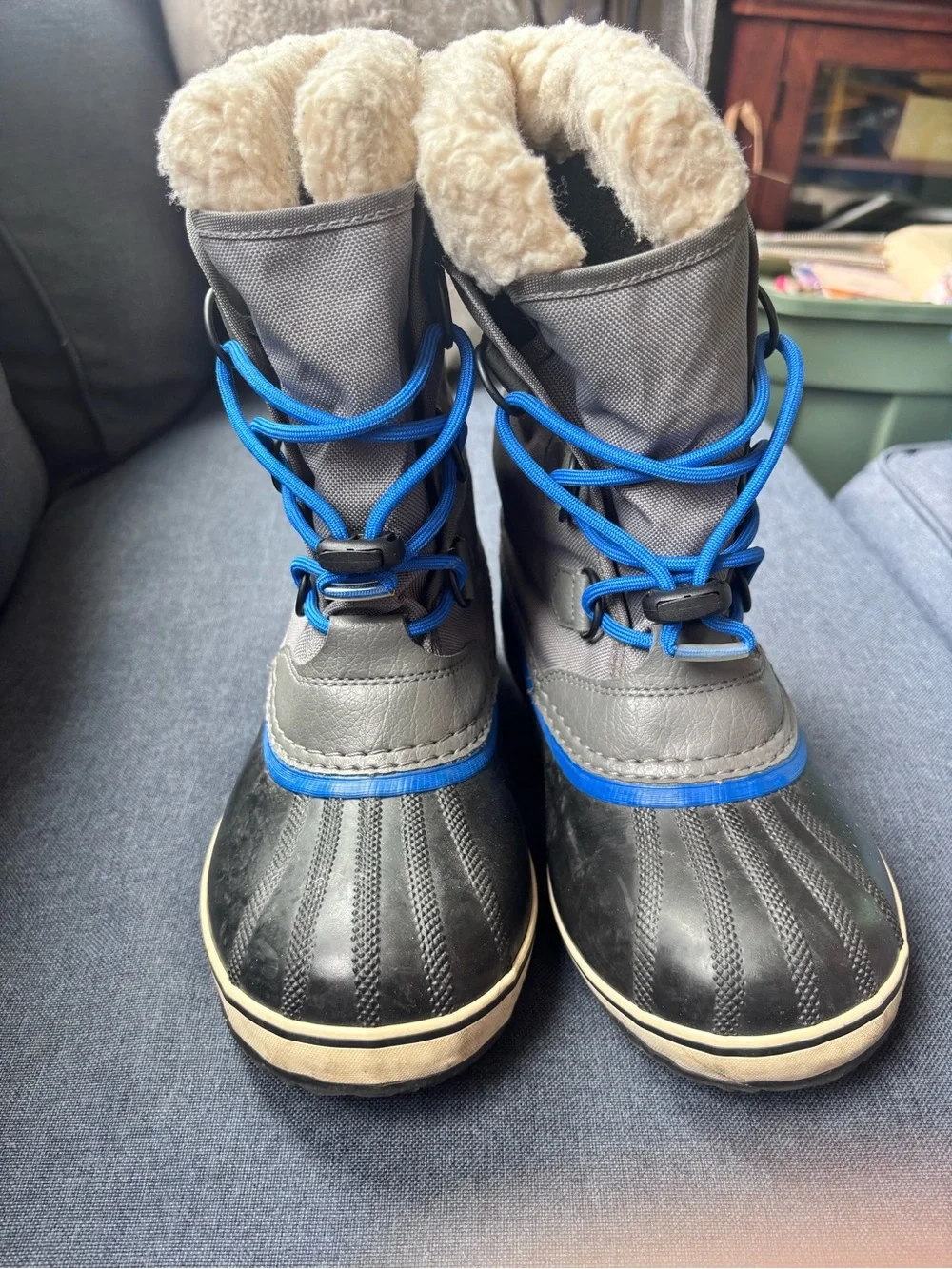Waterproof Sorel Kids Gray & Blue Winter Snow Boots